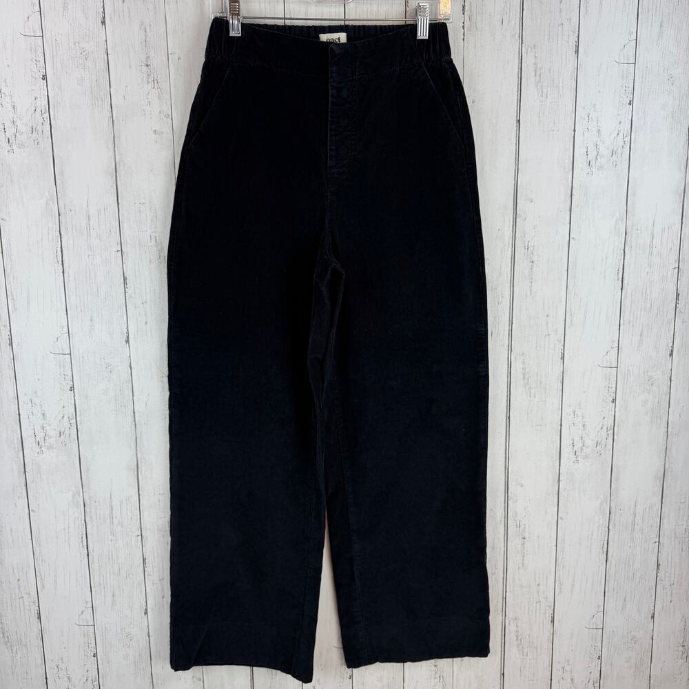 Pact Black Organic Corduroy Palazzo Pants High Rise Wide Leg Retro Size Small - Picture 2 of 16